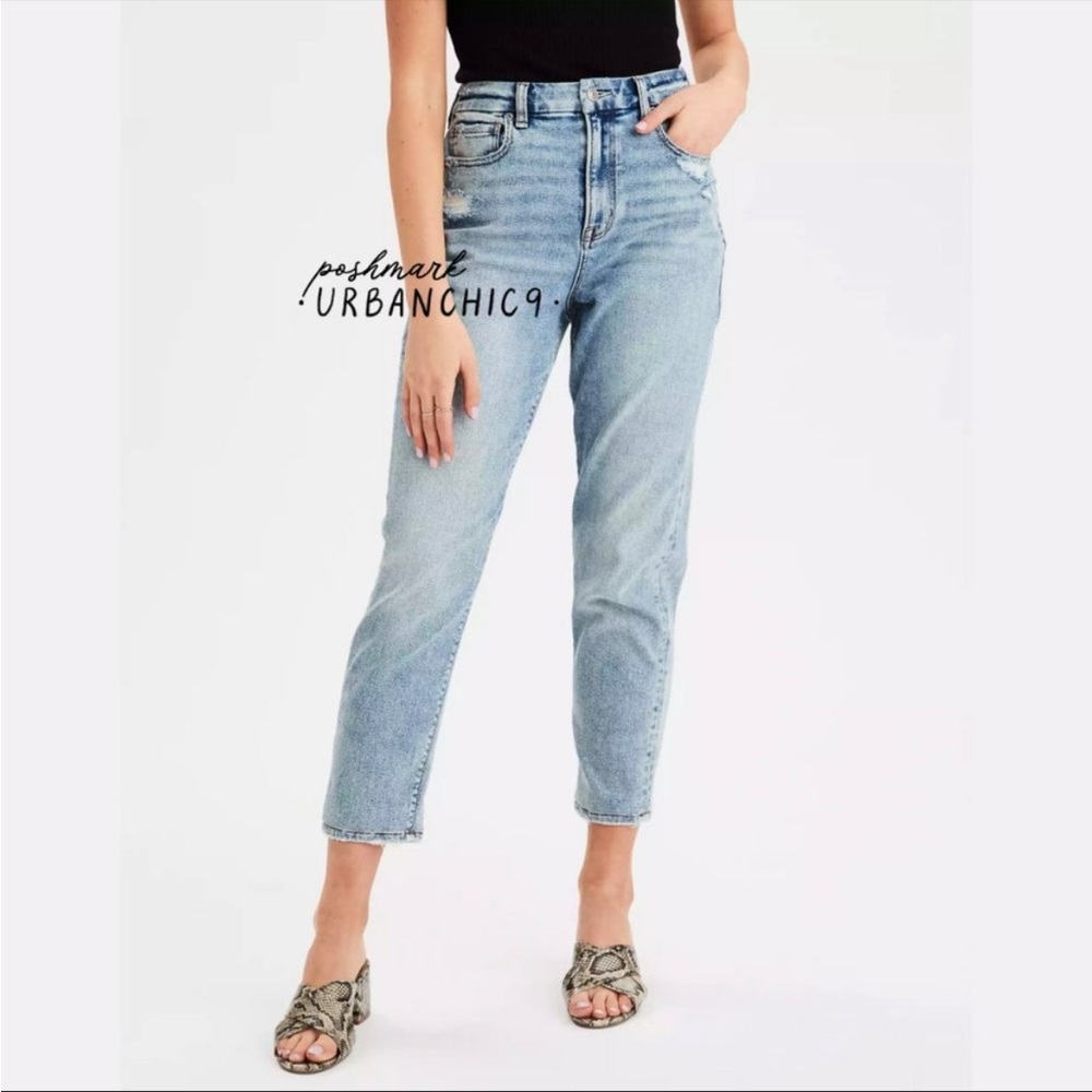 AE Stretch Curvy Mom Jean Acid Wash 4 XShort